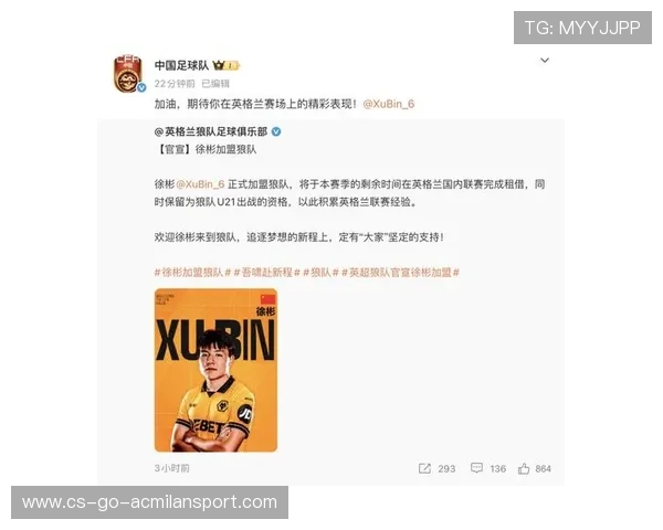 徐彬留洋英超，迎接挑战，成就新梦想